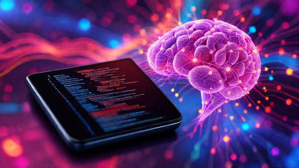 Android visualiza aprendizaje neuronal futurista