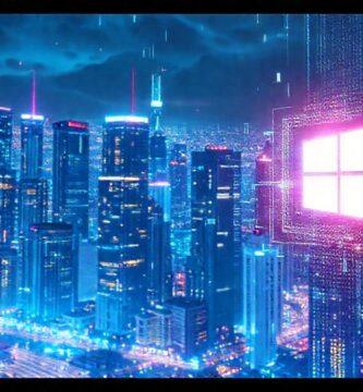 Ciudad futurista digital y vibrante