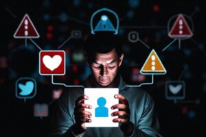 Ciberseguridad amenazante con alertas digitales