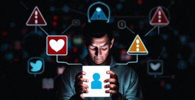 Ciberseguridad amenazante con alertas digitales