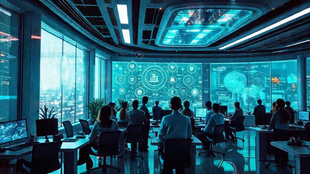 Un futuro de oficina tecnológica optimista