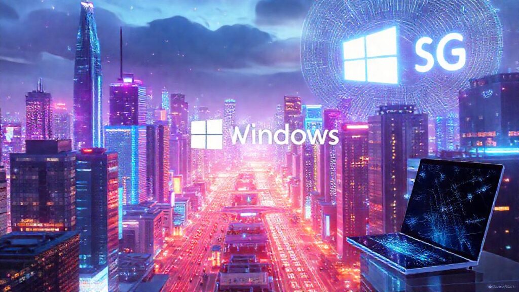 Ciudad futurista holográfica y digitalmente brillante