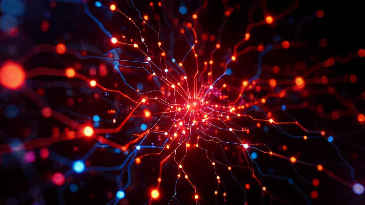 Red neuronal futurista, colores vibrantes y digital