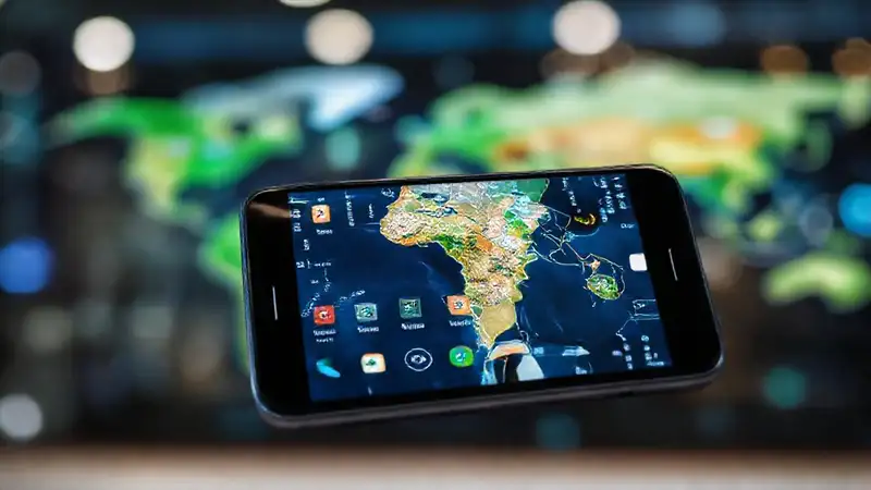 Interfaz tecnológica, mapa global, actualización dinámica